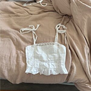 White Lace Trimmed Camisole Top